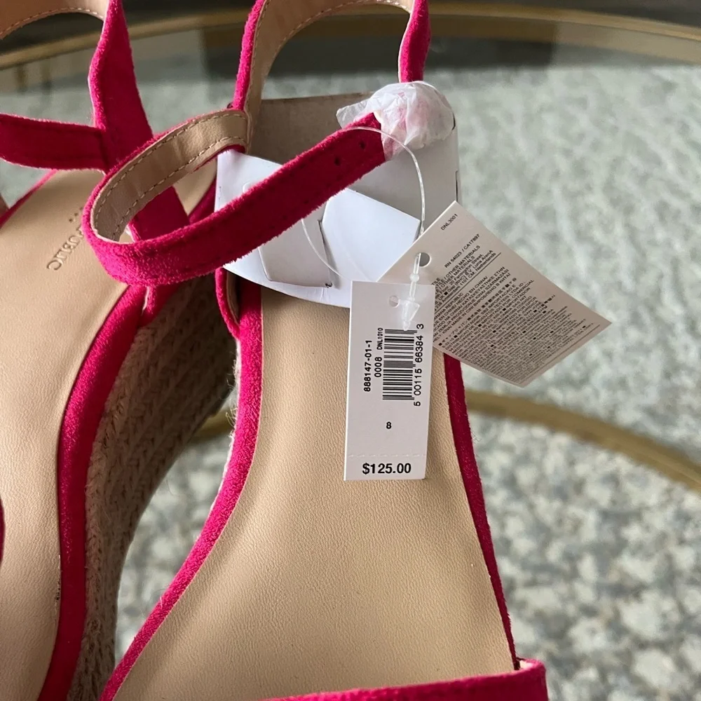 NWT MSRP $125 Banana Republic Platform Strappy Espadrille Rose Pink, Size 8